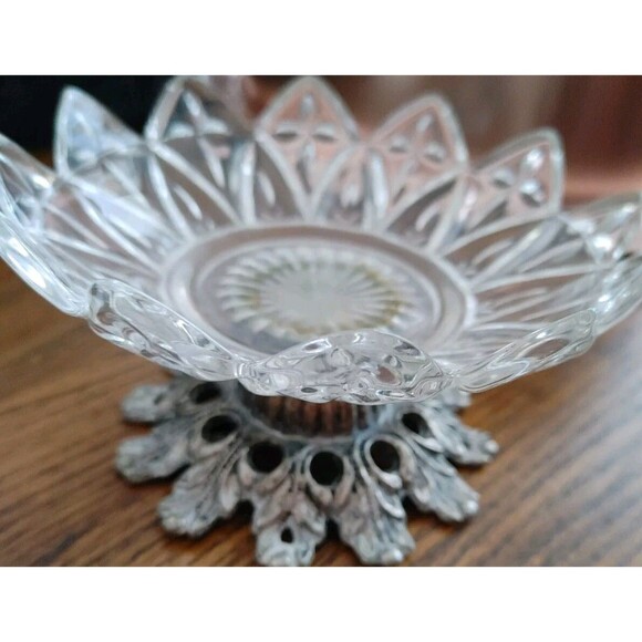 LOTUS Granny Retro Boho Fantasy Chic Crystal & Metal Trinket-Candy Pedistal Dish - Picture 3 of 4